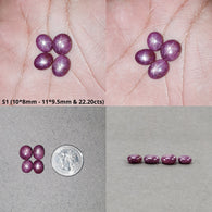 Star Ruby Gemstone Cabochon : Natural Untreated Unheated Red 6Ray Star Ruby Oval Shape 4pcs & 5pcs Sets