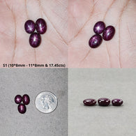 Star Ruby Gemstone Cabochon : Natural Untreated Unheated Red 6Ray Star Ruby Oval Shape 3pcs & 5pcs Sets