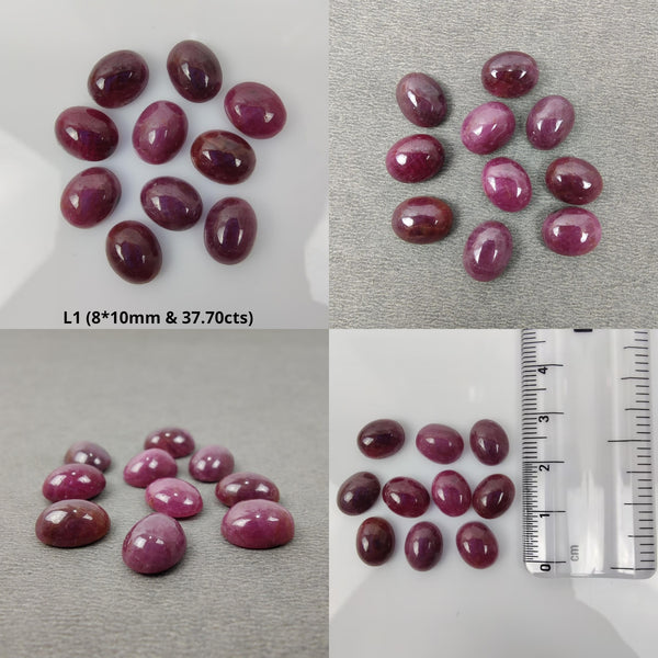 Ruby Gemstone Cabochon : Natural Untreated Unheated Red Ruby Oval Shape 8*10mm Lots For Jewelry