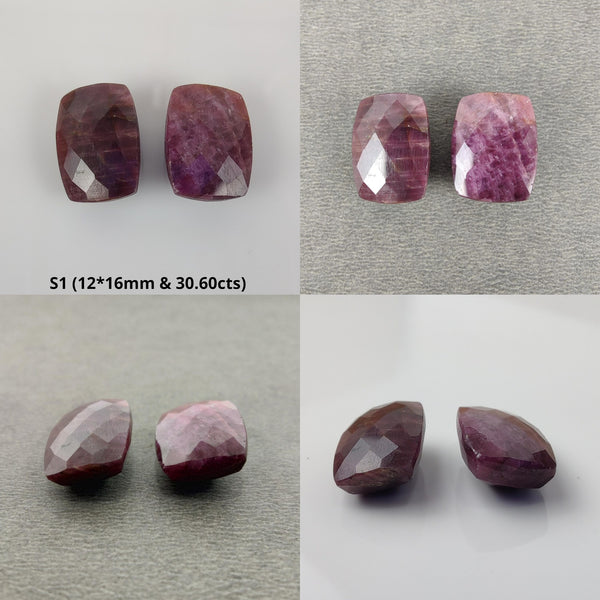 RUBY Gemstone Checker Cut : Natural Untreated Unheated Ruby Double Side Checker Board (DCB) Cushion Shape 12*16mm