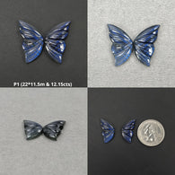 LABRADORITE Gemstone Carving : Natural Untreated Unheated Labradorite Hand Carved Butterfly Sets
