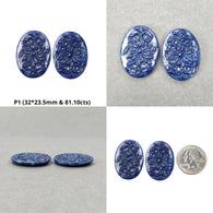 Blue & Chocolate Sapphire Gemstone Carving : Natural Untreated Unheated Sapphire Hand Carved Oval And Cushion Shape