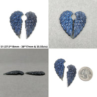 LABRADORITE Gemstone Carving : Natural Untreated Unheated Labradorite Hand Carved Angel Wings Sets