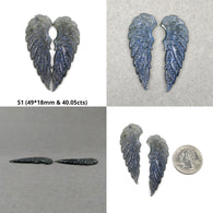 LABRADORITE Gemstone Carving : Natural Untreated Unheated Labradorite Hand Carved Butterfly And Angel Wings Sets