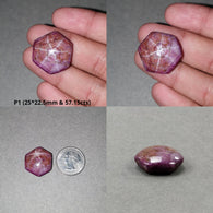 Johnson Mines Star Ruby Gemstone Cabochon : Natural Untreated Unheated Red 6Ray Star Ruby Hexagon Shape