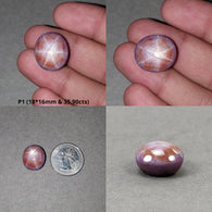 Star Ruby Gemstone Cabochon : 35cts - 43cts Natural Untreated Unheated 6Ray Star Ruby Oval Shape