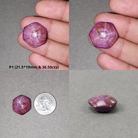 Johnson Star Ruby Gemstone Cabochon : 36cts - 62.60cts Natural Untreated Unheated Red 6Ray Star Ruby Hexagon Shape