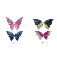 मल्टी नीलम रत्न नक्काशी: प्राकृतिक अनुपचारित द्वि-रंग नीलम हाथ नक्काशीदार तितली 2 जोड़े सेट