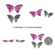 MULTI SAPPHIRE Gemstone Carving : Natural Untreated Bi-Color Sapphire Hand Carved Butterfly 2pairs Set