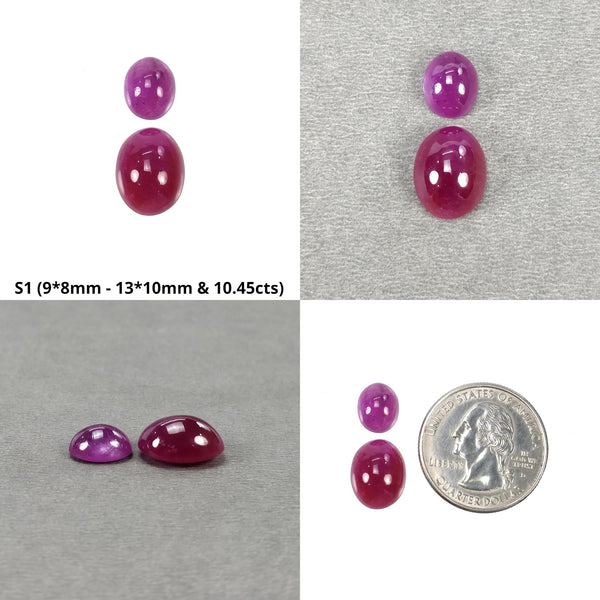 Purple Pink Ruby Gemstone Cabochon : Natural Untreated Unheated Ruby Oval Shape Sets