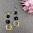 Black Onyx Gemstone Earring : 2.25" Handmade Brass 18k Gold Plated 8.00gms Bezel Setting Hook Drop Dangle Earring