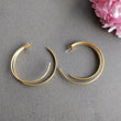 Handmade Brass Earring : 2.25" 18k Gold Plated 10.55GMS Brass Boho Style Large Dainty Hoop Push Back Earring Gift For Her