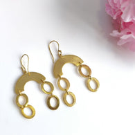 Handmade Brass Earring : 6*3CM 18k Gold Plated 8.00GMS Brass Boho Style Brush Texture Oval Drop Dangle Hook Earring Gift For Her