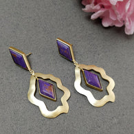 Purple Turquoise Gemstone Brass Earring : 2.50