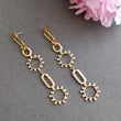 Handmade Brass Earring : 3" 18k Gold Plated 10.50GMS Brass Boho Style Circal Drop Dangle Push Back Earring Gift For Her