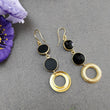 Black Onyx Gemstone Earring : 2.25" Handmade Brass 18k Gold Plated 8.00gms Bezel Setting Hook Drop Dangle Earring