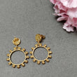 Handmade Brass Earring : 1.5" 18k Gold Plated 9.50GMS Brass Boho Style Hammer Texture Circal Drop Dangle Push Back Earring Gift For Her