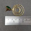 Green Onyx Gemstone Earring : 2" Handmade Brass 18k Gold Plated 12.50gms Oval Round Bezel Setting Drop Dangle Push Back Earring