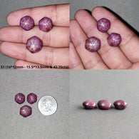 Johnson Star Ruby Gemstone Cabochon : 42cts - 80cts Natural Untreated Unheated 6Ray Star Ruby Hexagon Uneven Shape 3pcs Sets