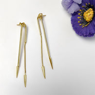 Handmade Brass Earring : 7*1CM 18k Gold Plated 4.00GMS Brass Boho Style Dainty Arrow Shape Push Back Earring Gift For Her