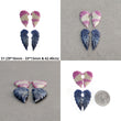 Blue & Multi Sapphire Gemstone Carving : Natural Untreated Bi-Color Sapphire Hand Carved Angel Wings 2Pair Sets
