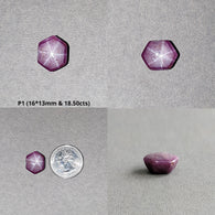 Johnson Star Ruby Gemstone Cabochon : 18cts - 35cts Natural Untreated Unheated 6Ray Star Ruby Hexagon Shape