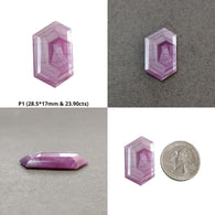 Sapphire Gemstone Normal Cut : Natural Untreated Unheated Raspberry Pink Sheen Sapphire Hexagon Uneven Shape Piece & set