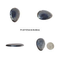 Silver Blue Sheen Sapphire Gemstone Normal Cut : Natural Untreated Unheated Sapphire Uneven Egg Shape