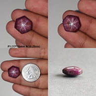 Johnson Star Ruby Gemstone Cabochon : 19cts - 37cts Natural Untreated Unheated Both Side 6Ray Star Ruby Hexagon Shape