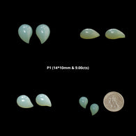 Green Gray & Sky Blue Onyx Gemstone Cabochone : Natural Color Enhanced Onyx  Leaf Shape Pairs