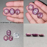 Johnson Star Ruby Gemstone Cabochon : 82cts - 97cts Natural Untreated Unheated Both Side 6Ray Star Ruby Hexagon Shape 3Pcs Sets