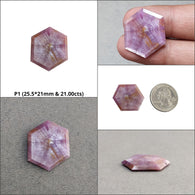 Sapphire TRAPICHE Normal Cut : Natural Untreated Raspberry Pink Sheen Sapphire Gemstone 6Ray Trapiche Hexagon Shape