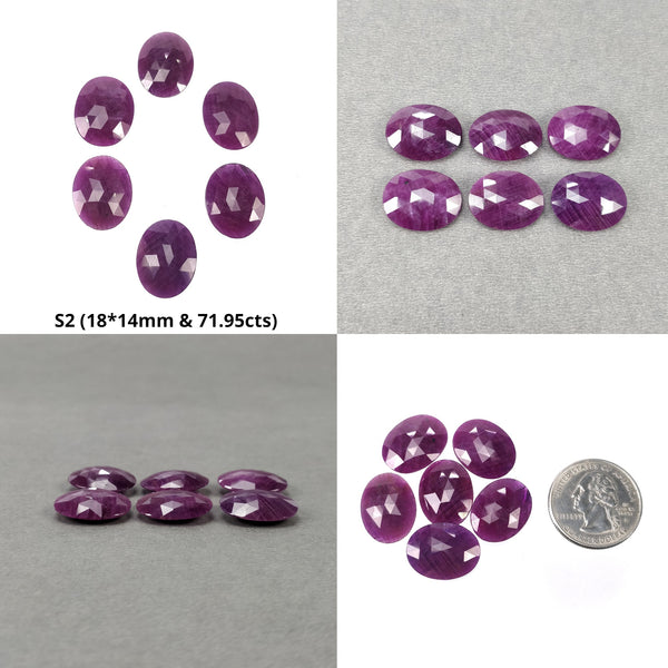 Red RUBY Gemstone Checker Cut : Natural Untreated Unheated Ruby Oval Shape Briolette Sets