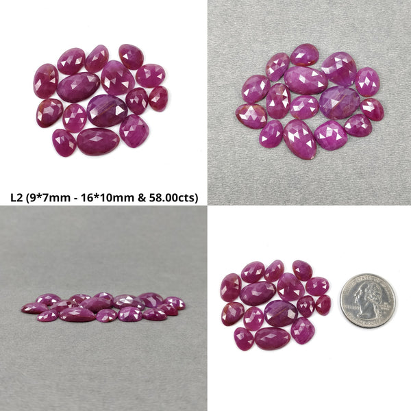 Ruby Gemstone Rose Cut : Natural Untreated Unheated Red Ruby Uneven Shape 12pcs & 15pcs Lots