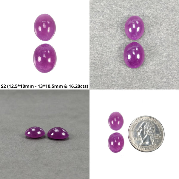 Purple Pink Ruby Gemstone Cabochon : Natural Untreated Unheated Ruby Oval Shape Sets