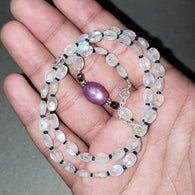 Rainbow Moonstone Star Ruby Sapphire Beads Necklace: 65.90cts Natural Untreated With 925 Sterling Silver Faceted Necklace 4mm - 7*5mm 19.25