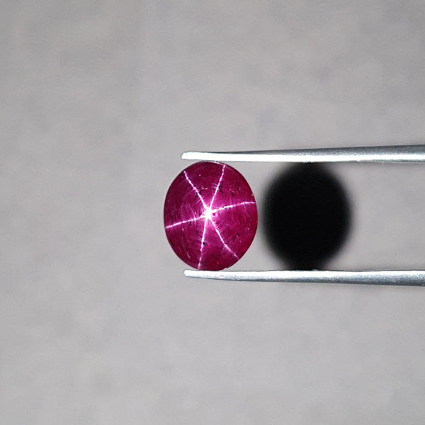 Star Ruby Gemstone Cabochon : 3.45cts Natural Untreated Unheated Red 6Ray Star Ruby Oval Shape 9.5*8mm
