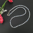 Rainbow Moonstone & Blue Sapphire Beads Necklace: 46.10cts Natural Untreated With 925 Sterling Silver Faceted Necklace 6*4mm 20.50"