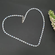Rainbow Moonstone & Blue Sapphire Beads Necklace: 46.10cts Natural Untreated With 925 Sterling Silver Faceted Necklace 6*4mm 20.50