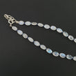 Rainbow Moonstone & Blue Sapphire Beads Necklace: 48.05cts Natural Untreated With 925 Sterling Silver Faceted Necklace 6*4mm 21.50"