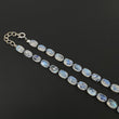Rainbow Moonstone & Blue Sapphire Beads Necklace : 67.45cts Natural Untreated With 925 Sterling Silver Faceted Necklace 7*5mm 20"
