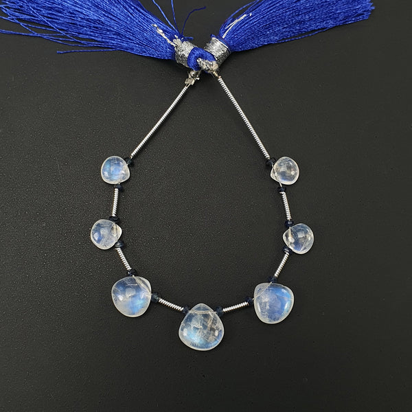 Rainbow Moonstone & Blue Sapphire Gemstone Loose Beads : 16.60cts Natural Untreated Unheated Moonstone Pear Shape 7mm - 10mm