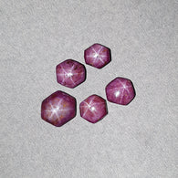 Johnson Star Ruby Gemstone Cabochon : 65.70cts Natural Untreated Unheated Red 6Ray Star Ruby Hexagon Shape 12*10mm - 17*14mm 5pcs