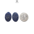 Blue Sapphire Gemstone Carving : 41.90cts Natural Untreated Unheated Blue Sapphire Hand Carved Oval Shape 27*18mm Pair