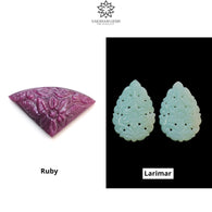 Ruby & Larimar Gemstone Carving