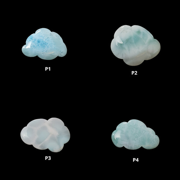 BLUE LARIMAR Gemstone Carving : Natural Untreated Unheated Larimar Bi-Color Hand Carved Cloud