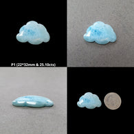 BLUE LARIMAR Gemstone Carving : Natural Untreated Unheated Larimar Bi-Color Hand Carved Cloud