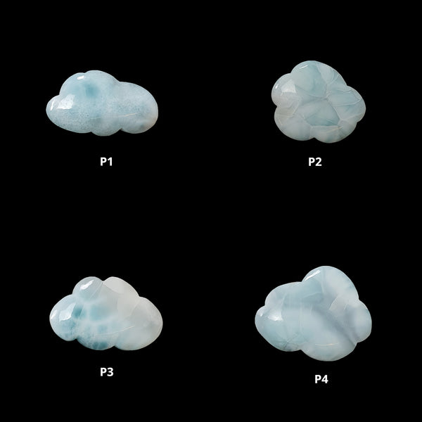 BLUE LARIMAR Gemstone Carving : Natural Untreated Unheated Larimar Bi-Color Hand Carved Cloud