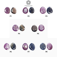 Pink Blue & Chocolate Sapphire Gemstone Normal Cut : Natural Untreated Unheated Sapphire Egg Shape 2pcs Pair/Sets