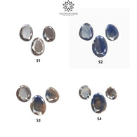 Chocolate & Blue Silver Sheen Sapphire Gemstone Normal Cut : Natural Untreated Golden Brown Sapphire Egg Shape 3pcs Set